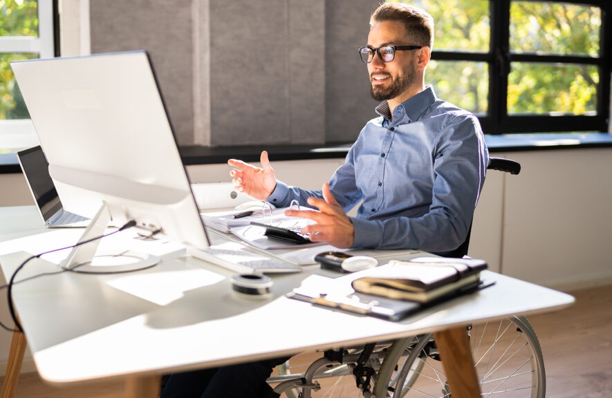 Employee using his financial wellness benefits