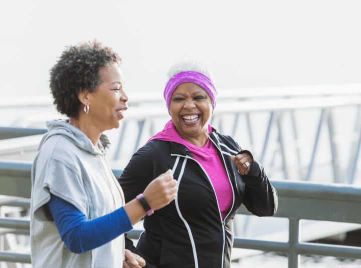 Women being supported with menopause at work while exercising