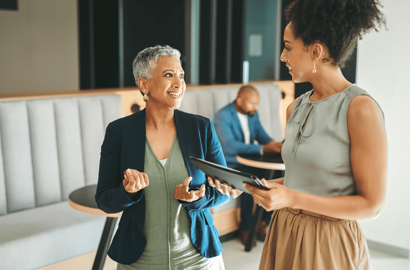 An employee feeling valued and heard by her manager