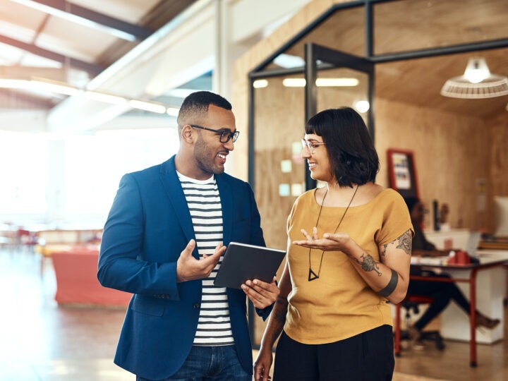 employees discussing how to preserve well-being during election season